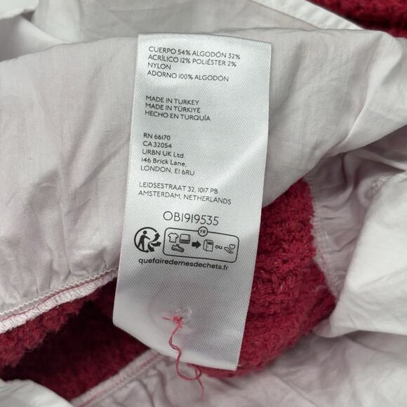 Anthropologie Cropped Twofer Cardigan Sweater Size Small Red White Knit Academia - Picture 12 of 12